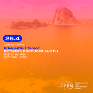 Infographic flyer with information on AFEM's activities at IMS Ibiza on Friday 25 April 2025