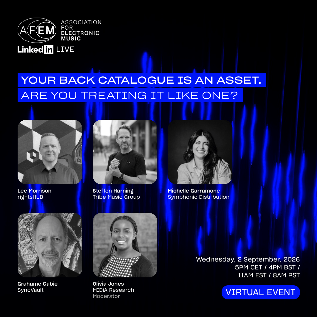Cover image for AFEM's LinkedIn Live webinar, Your Back Catalogue Is An Asset